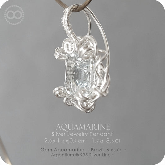 AQUAMARINE Silver Jewelry Pendant - H136