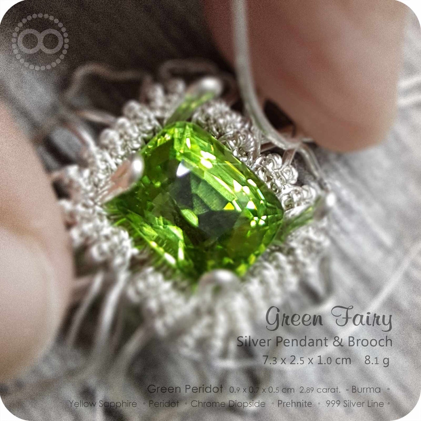 Peridot Green Fairy Silver Jewelry Pendant Brooch - H90