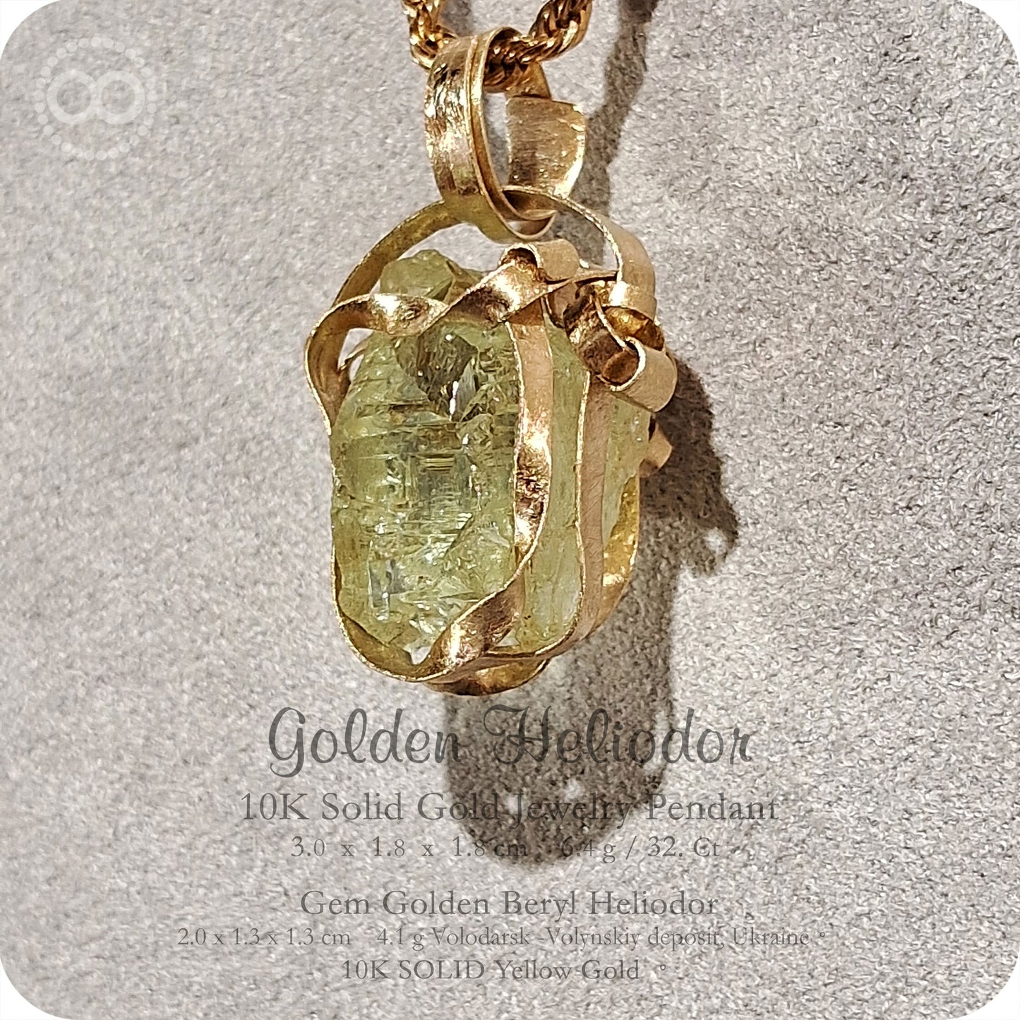 Auric Lumina ✦ Heliodor 金色光輝 ✦ 金色綠柱石10K SOLID Gold Pendant 10K金墜- H236
