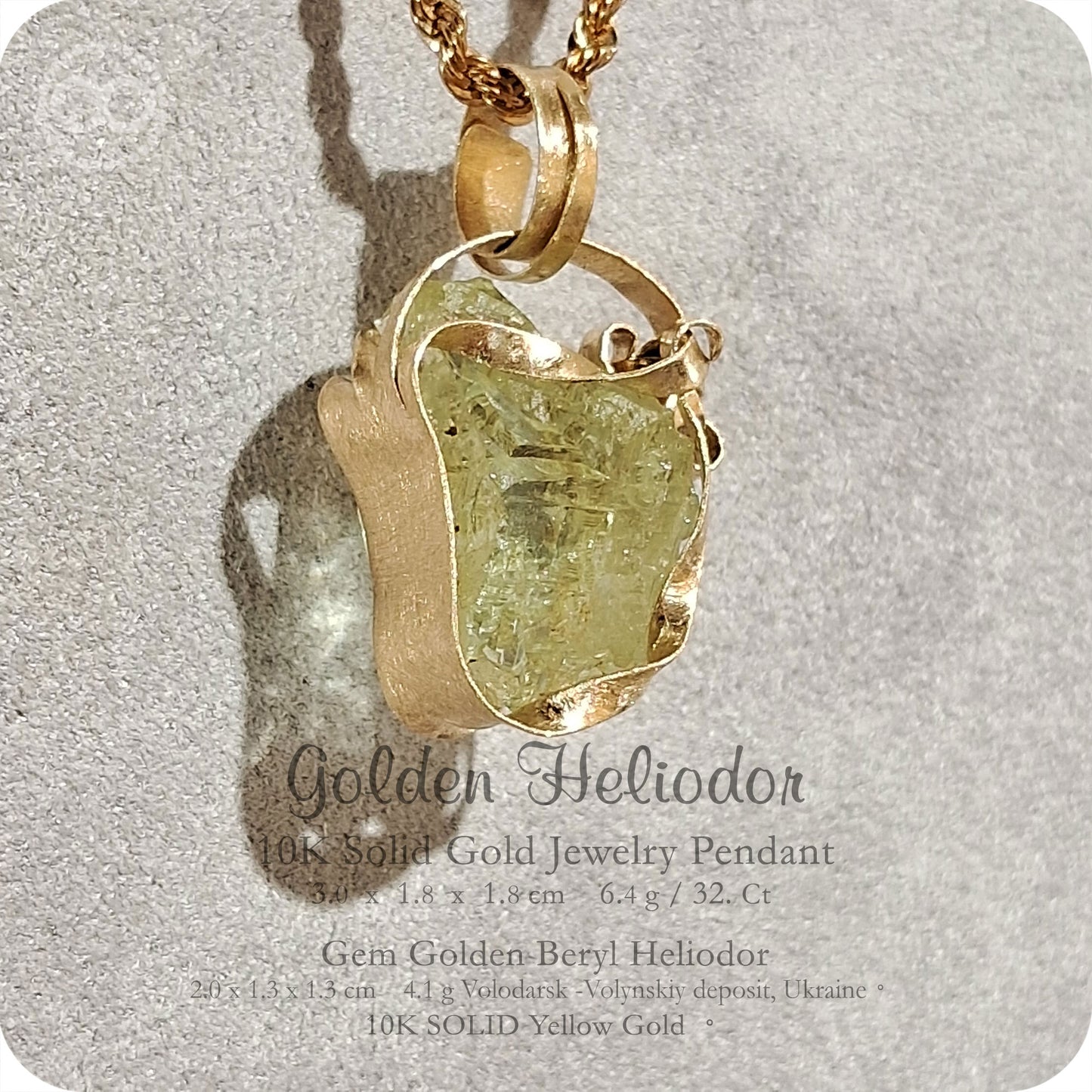 Auric Lumina ✦ Heliodor 金色光輝 ✦ 金色綠柱石10K SOLID Gold Pendant 10K金墜- H236