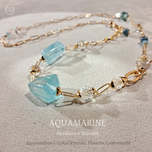 Aquamarine  ✹ LiGHT Necklace & Bracelet  海水藍寶 ✹ 光星球項鍊&手鏈  LB007