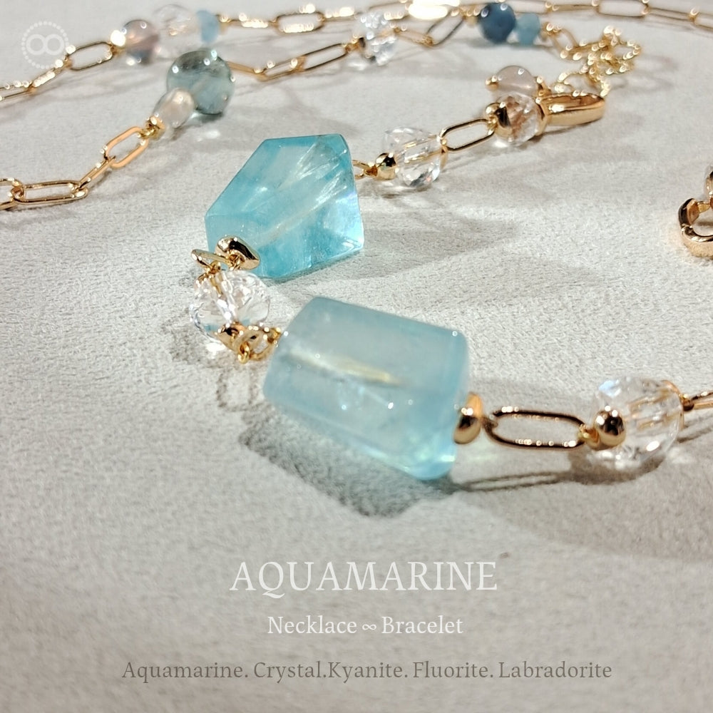 Aquamarine  ✹ LiGHT Necklace & Bracelet  海水藍寶 ✹ 光星球項鍊&手鏈  LB007