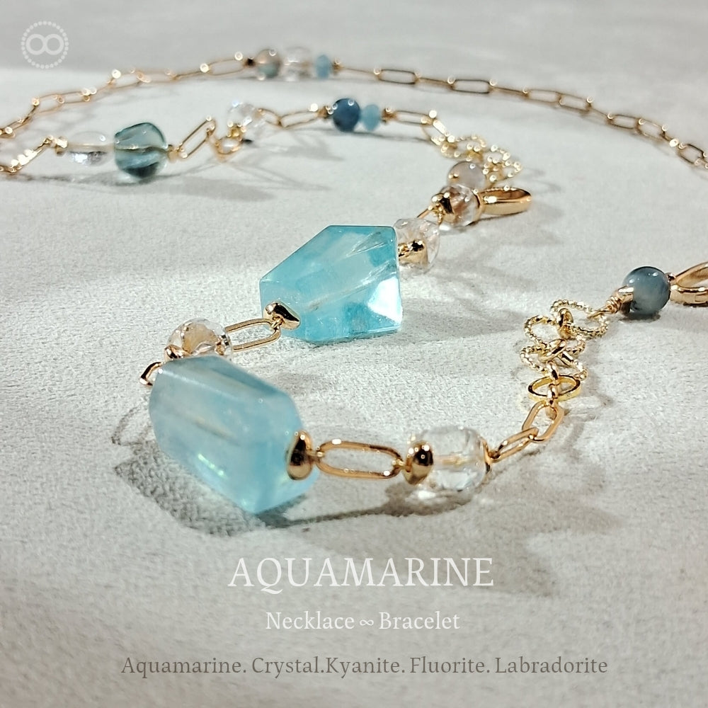 Aquamarine  ✹ LiGHT Necklace & Bracelet  海水藍寶 ✹ 光星球項鍊&手鏈  LB007