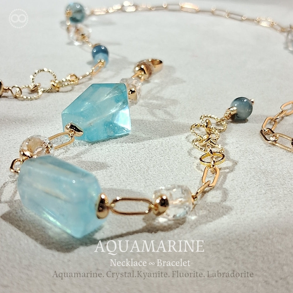 Aquamarine  ✹ LiGHT Necklace & Bracelet  海水藍寶 ✹ 光星球項鍊&手鏈  LB007