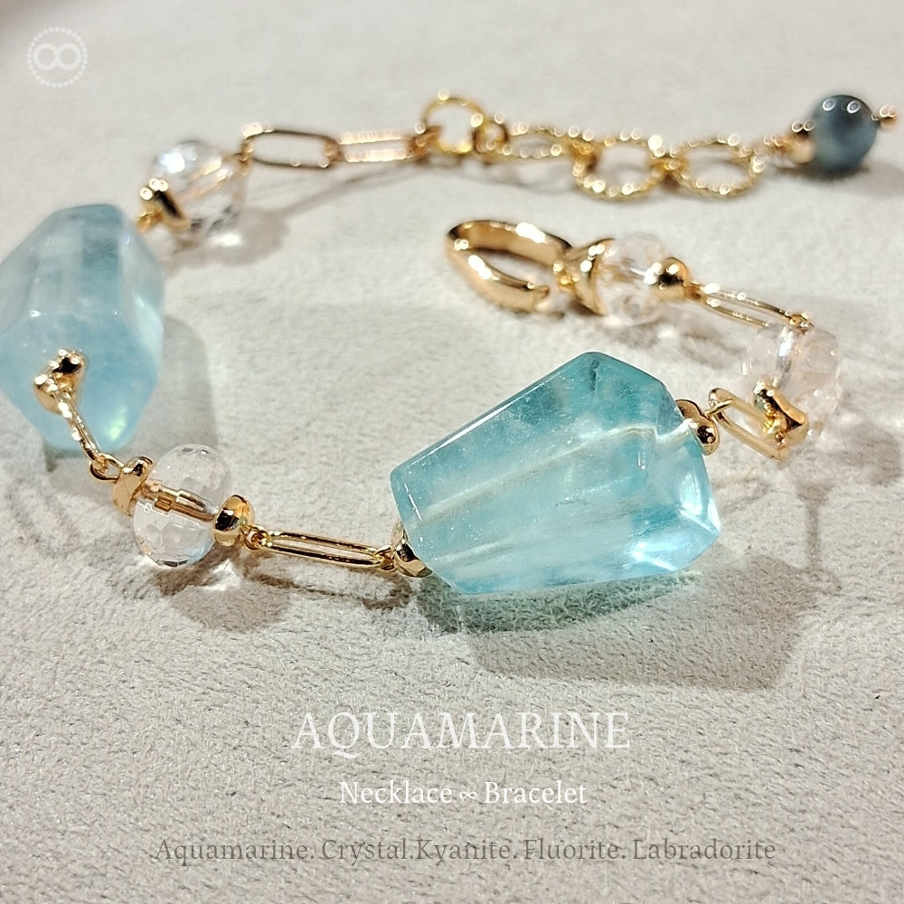 Aquamarine  ✹ LiGHT Necklace & Bracelet  海水藍寶 ✹ 光星球項鍊&手鏈  LB007