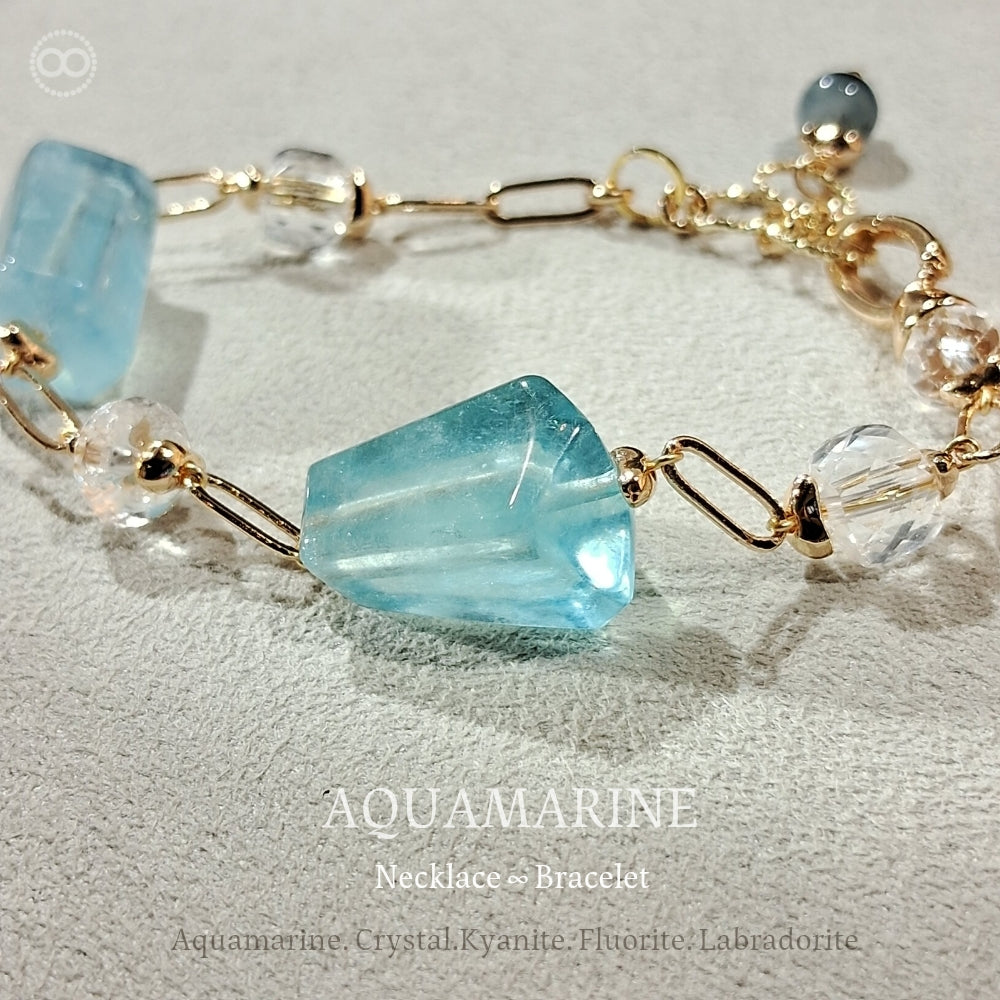Aquamarine  ✹ LiGHT Necklace & Bracelet  海水藍寶 ✹ 光星球項鍊&手鏈  LB007