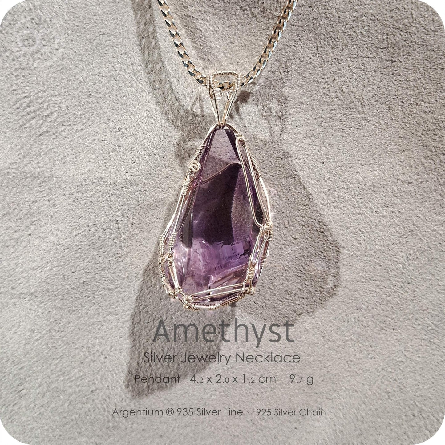 Amethyst Silver Jewelry Necklace - H233