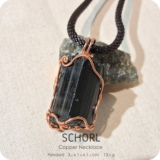Schorl Copper Necklace - H234