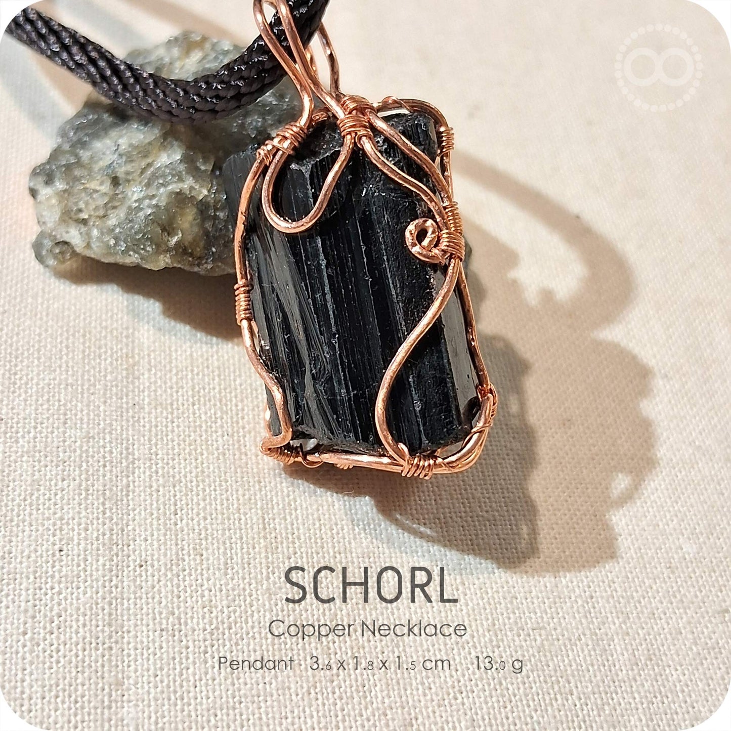 Schorl Copper Necklace - H234