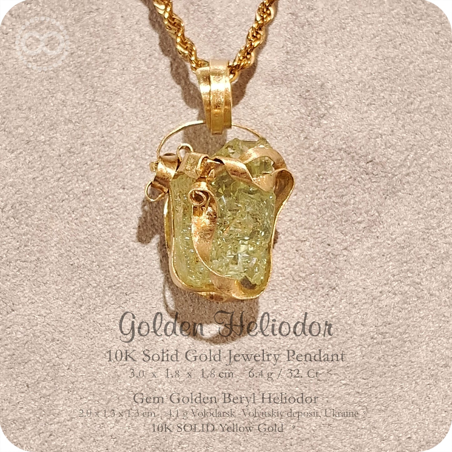 Gem Golden Heliodor 10K SOLID Gold Pendant - H236