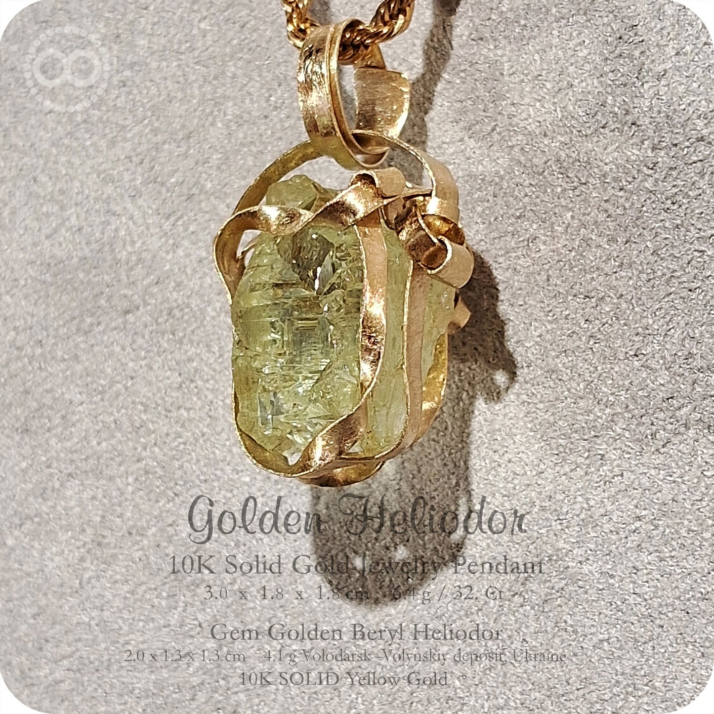 Gem Golden Heliodor 10K SOLID Gold Pendant - H236