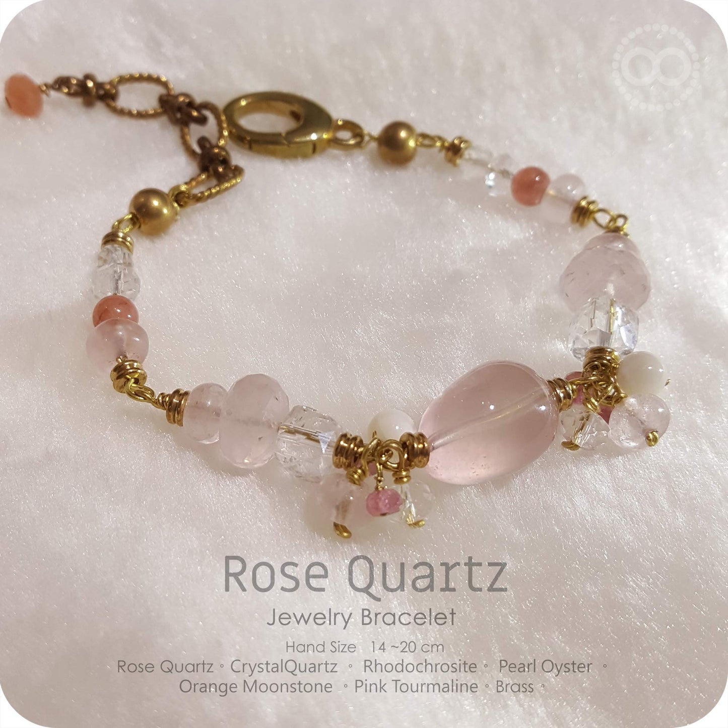 Rose Quartz Brass Bracelet - H237