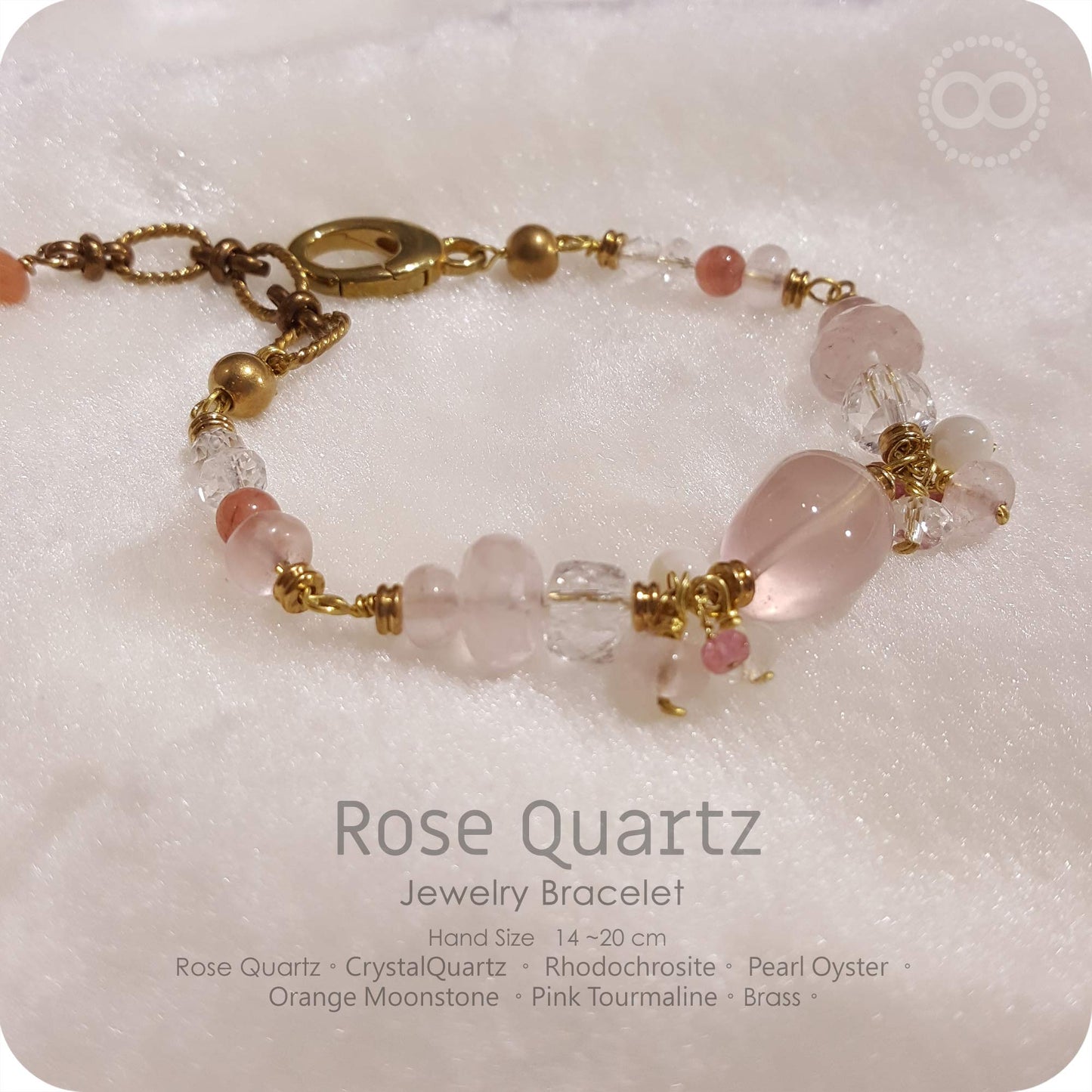 Rose Quartz Brass Bracelet - H237