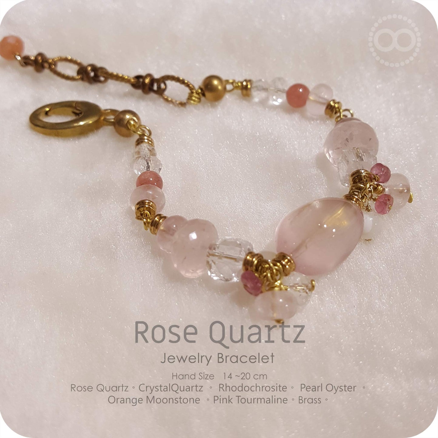 Rose Quartz Brass Bracelet - H237