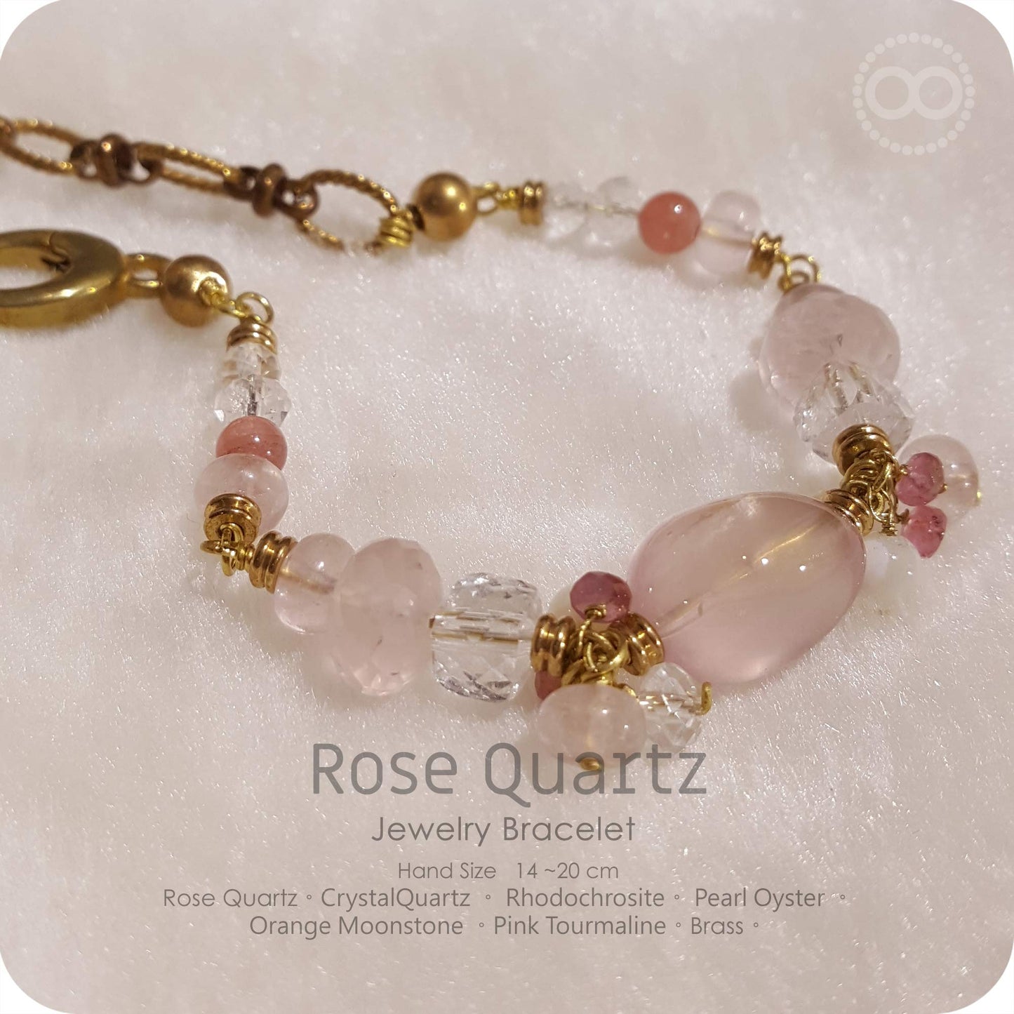 Rose Quartz Brass Bracelet - H237