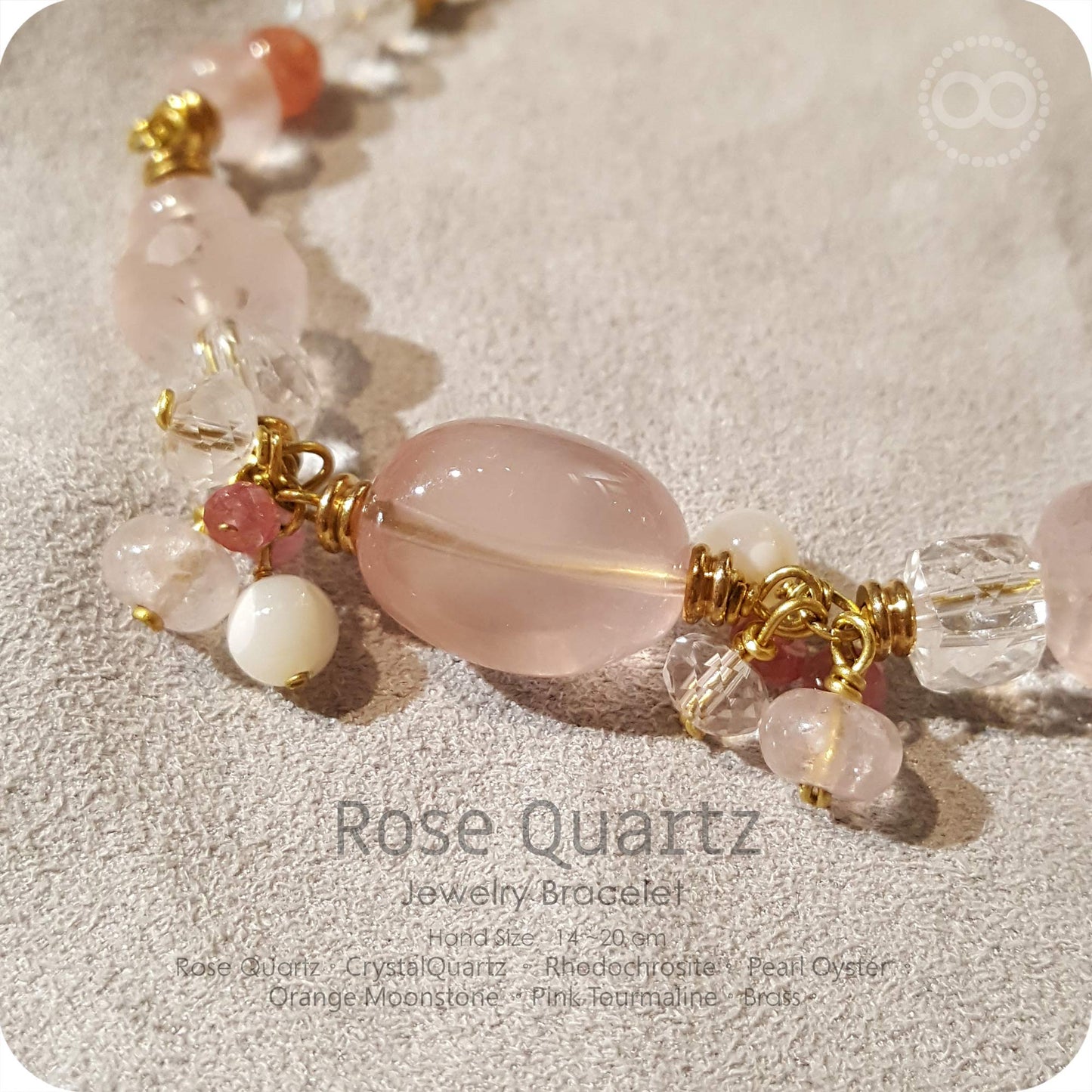 Rose Quartz Brass Bracelet - H237