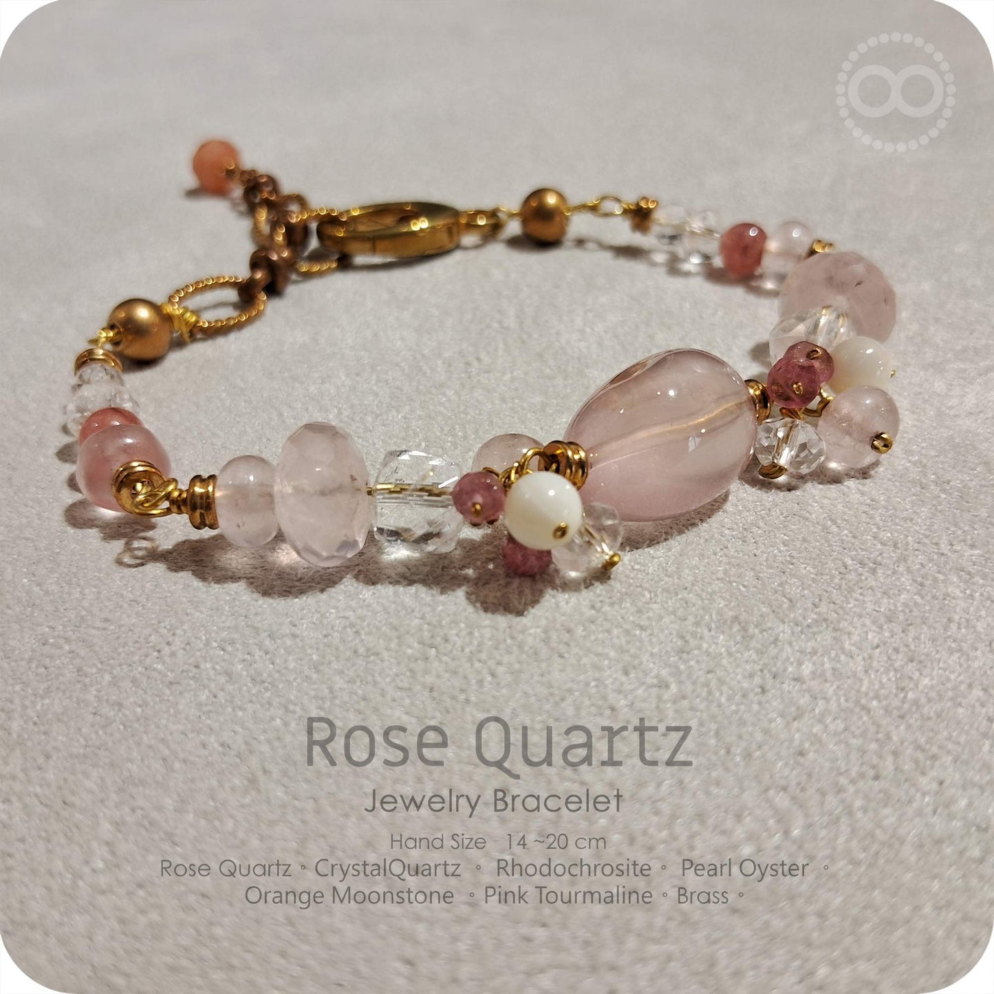 Rose Quartz Brass Bracelet - H237