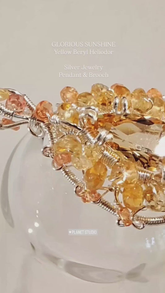 金光燦爛 Glorious Sunshine ✦ Heliodor Jewelry Pendant & Brooch 金色綠柱石 ✦ 純銀寶石級墜飾別針|星球精品 - H89