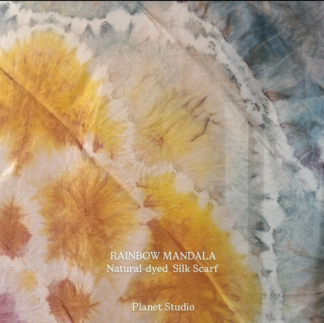 RAINBOW MANDALA Natural Dyed Silk scarf 彩虹曼陀羅 ∞ 蠶絲大方巾 ∞ 草木手染