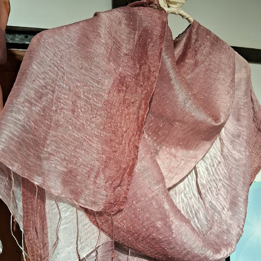 草木手染 ∞ 亞麻蠶絲披巾 ● 193 x 48 cm - SLS03