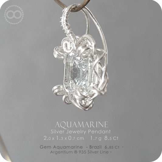 AQUAMARINE Silver Jewelry Necklace - H136
