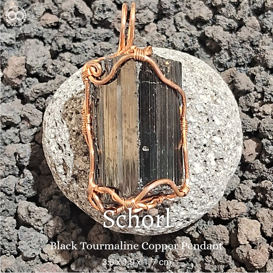 Schorl Pendant 黑色電氣石 ♾ 星球天然石礦墜系列 ｜ Planet Studio
