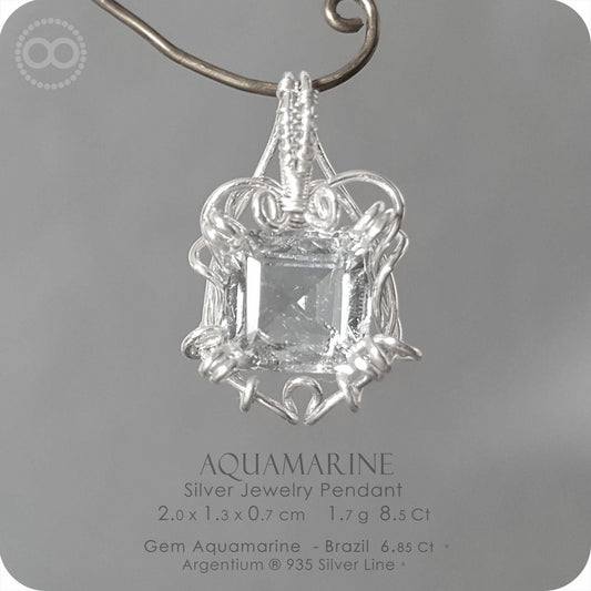 AQUAMARINE Silver Jewelry Necklace - H136