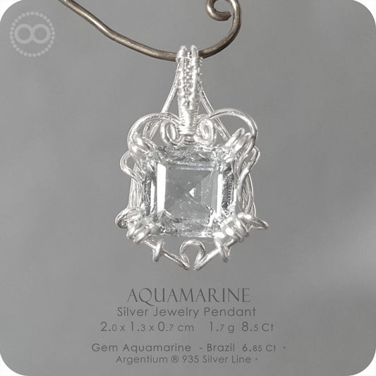 AQUAMARINE Silver Jewelry Pendant - H136