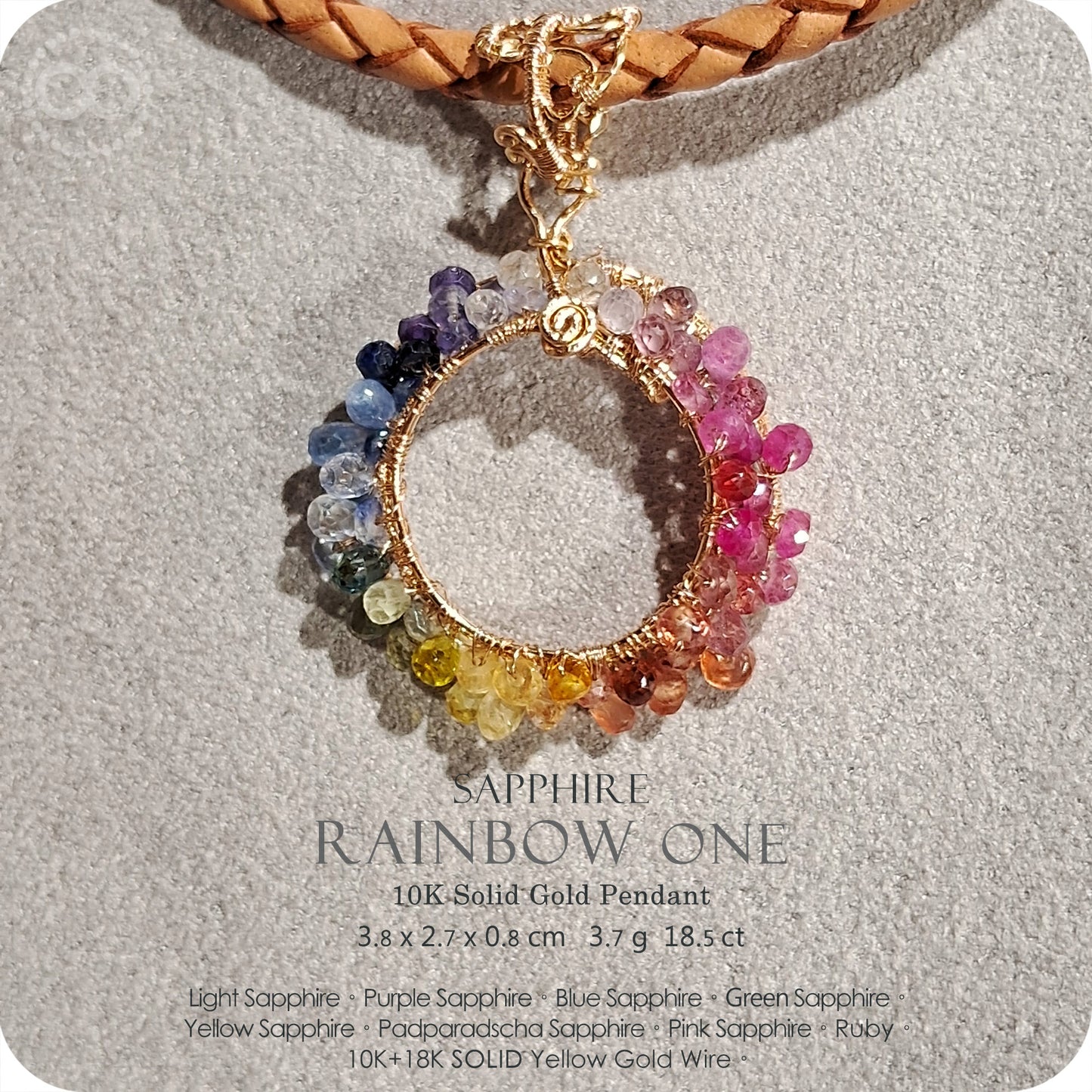 Sapphire Rainbow One ✦ 彩虹光環藍寶石剛玉 10K金墜飾 | Planet Studio Fine Jewelry 10K Gold Pendant-H255