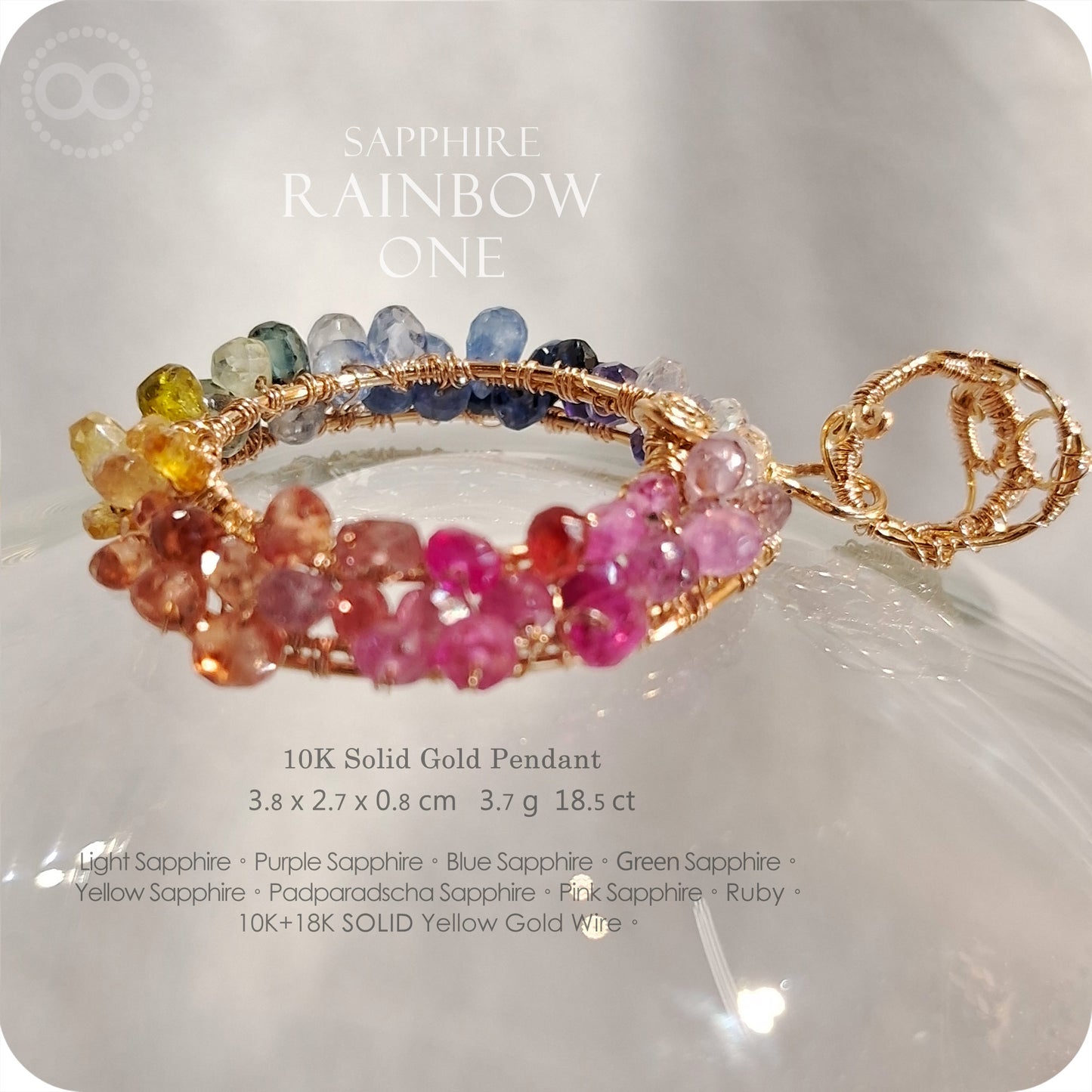 Sapphire Rainbow One ✦ 彩虹光環藍寶石剛玉 10K金墜飾 | Planet Studio Fine Jewelry 10K Gold Pendant-H255