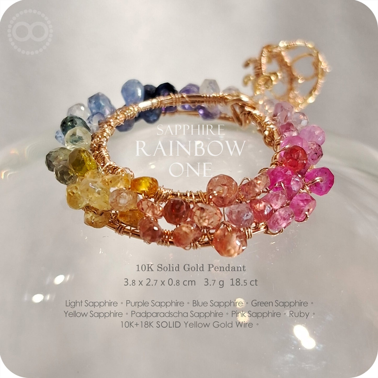 Sapphire Rainbow One ✦ 彩虹光環藍寶石剛玉 10K金墜飾 | Planet Studio Fine Jewelry 10K Gold Pendant-H255