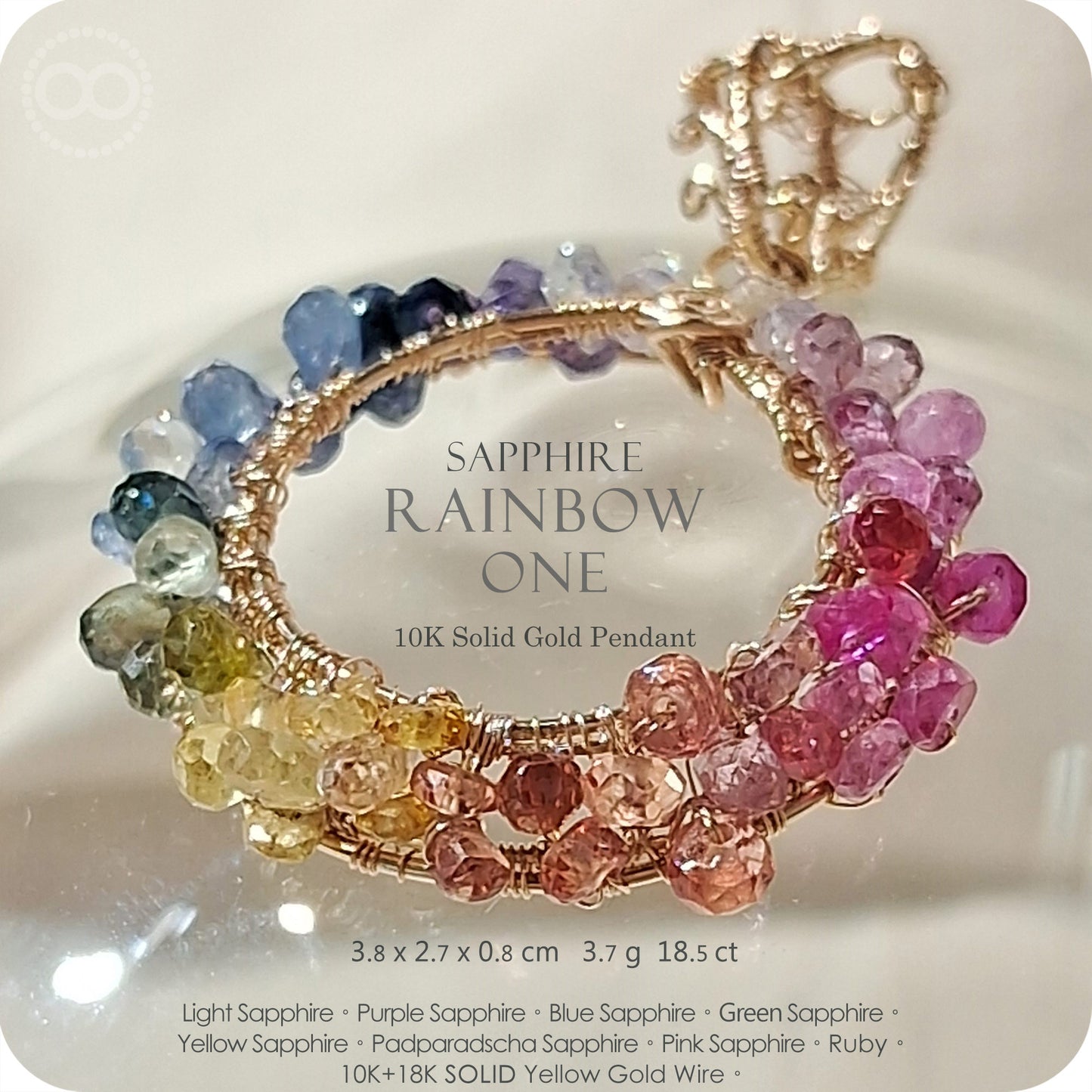 Sapphire Rainbow One ✦ 彩虹光環藍寶石剛玉 10K金墜飾 | Planet Studio Fine Jewelry 10K Gold Pendant-H255