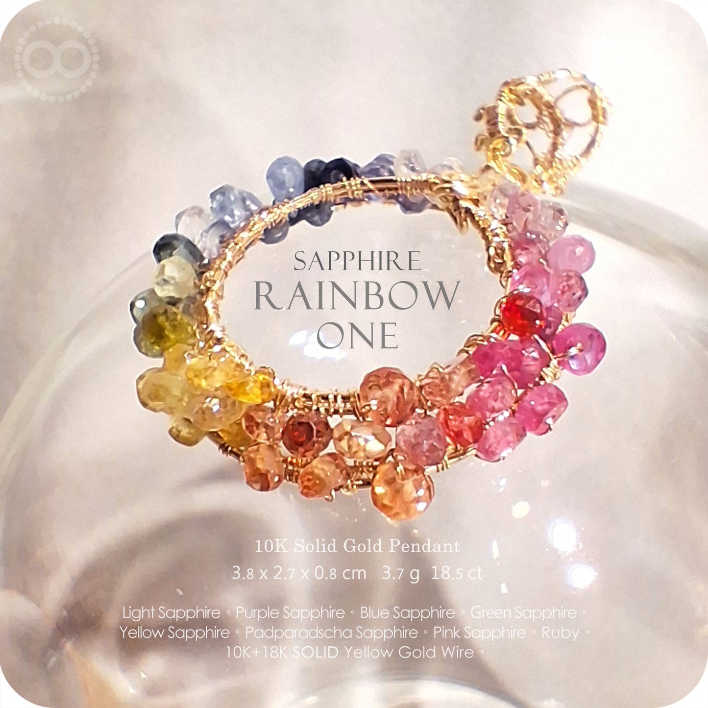 Sapphire Rainbow One ✦ 彩虹光環藍寶石剛玉 10K金墜飾 | Planet Studio Fine Jewelry 10K Gold Pendant-H255
