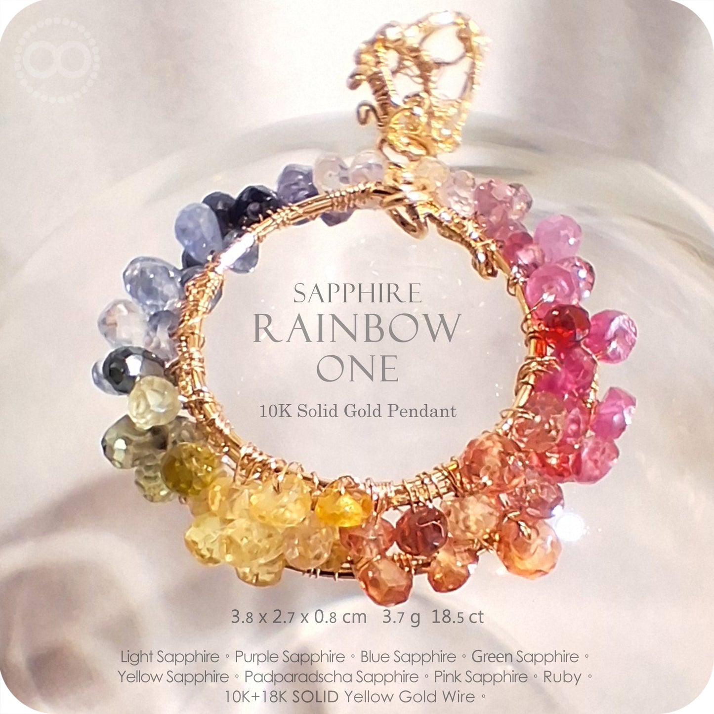 Sapphire Rainbow One ✦ 彩虹光環藍寶石剛玉 10K金墜飾 | Planet Studio Fine Jewelry 10K Gold Pendant-H255