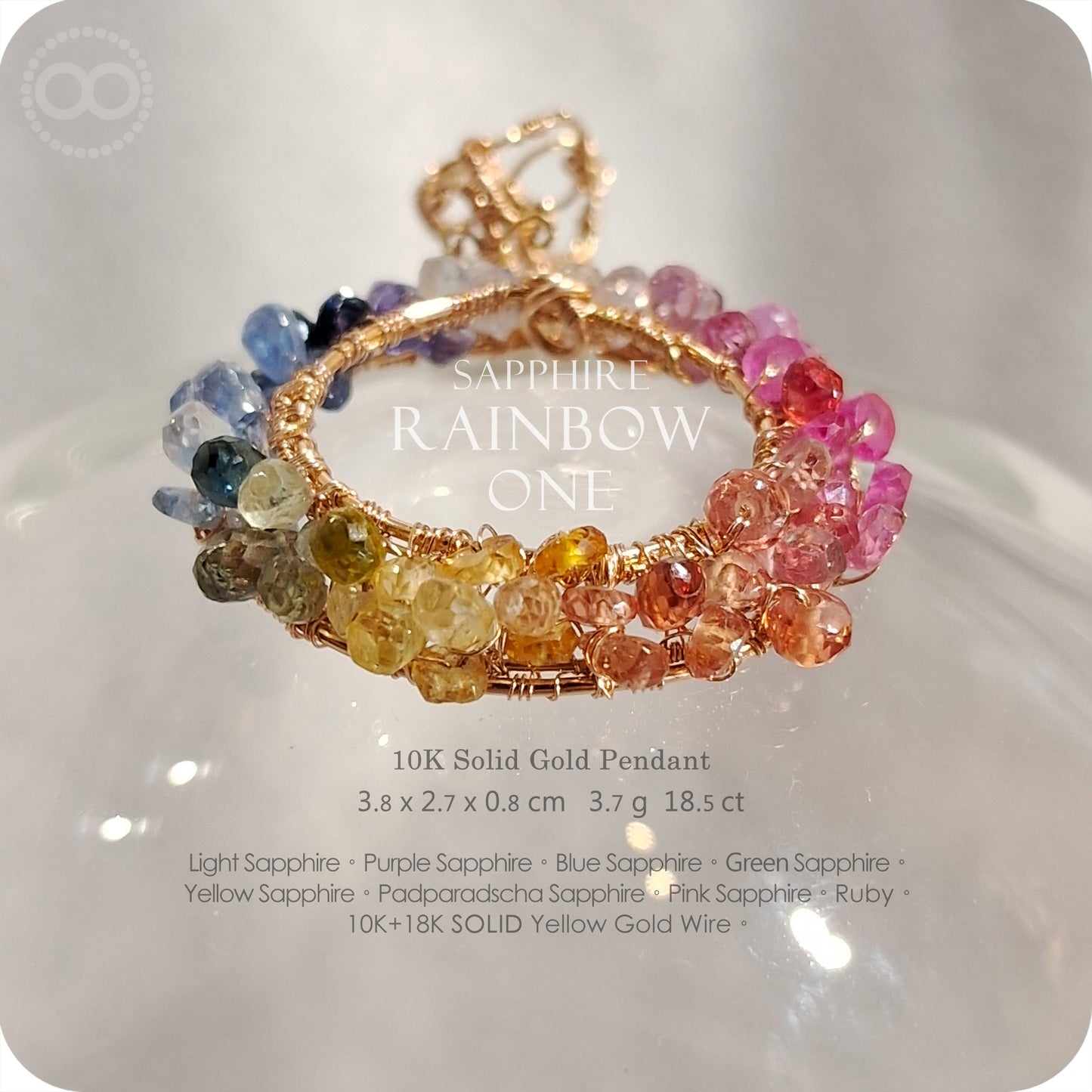 Sapphire Rainbow One ✦ 彩虹光環藍寶石剛玉 10K金墜飾 | Planet Studio Fine Jewelry 10K Gold Pendant-H255