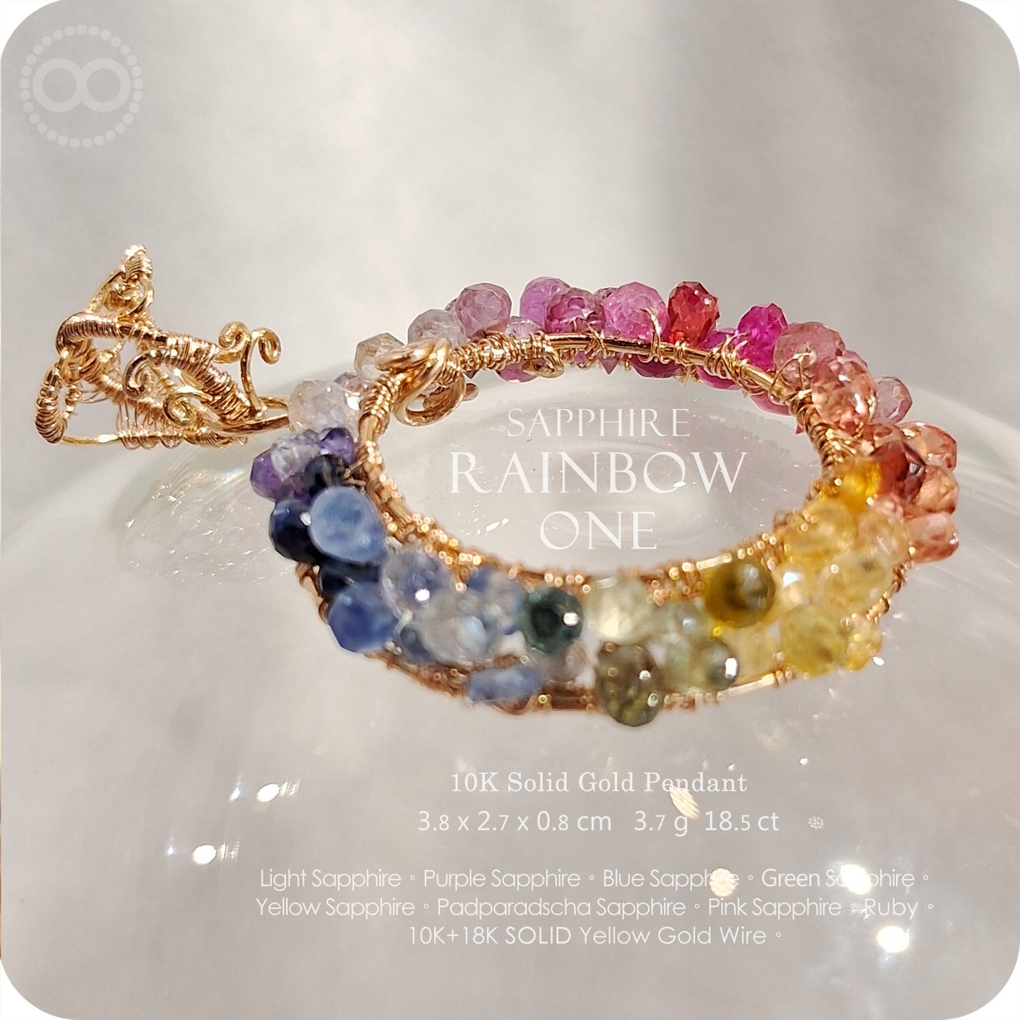 Sapphire Rainbow One ✦ 彩虹光環藍寶石剛玉 10K金墜飾 | Planet Studio Fine Jewelry 10K Gold Pendant-H255