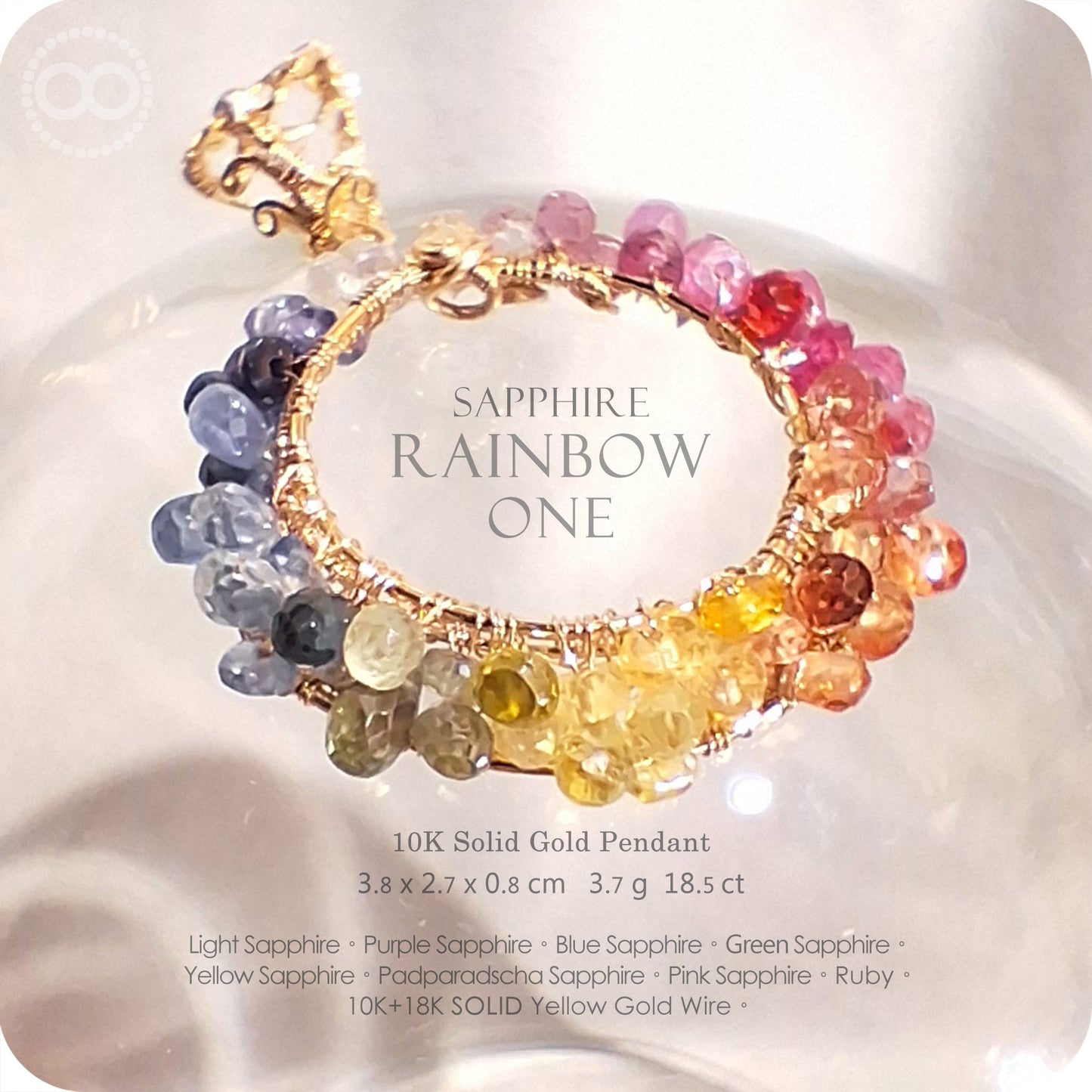 Sapphire Rainbow One ✦ 彩虹光環藍寶石剛玉 10K金墜飾 | Planet Studio Fine Jewelry 10K Gold Pendant-H255