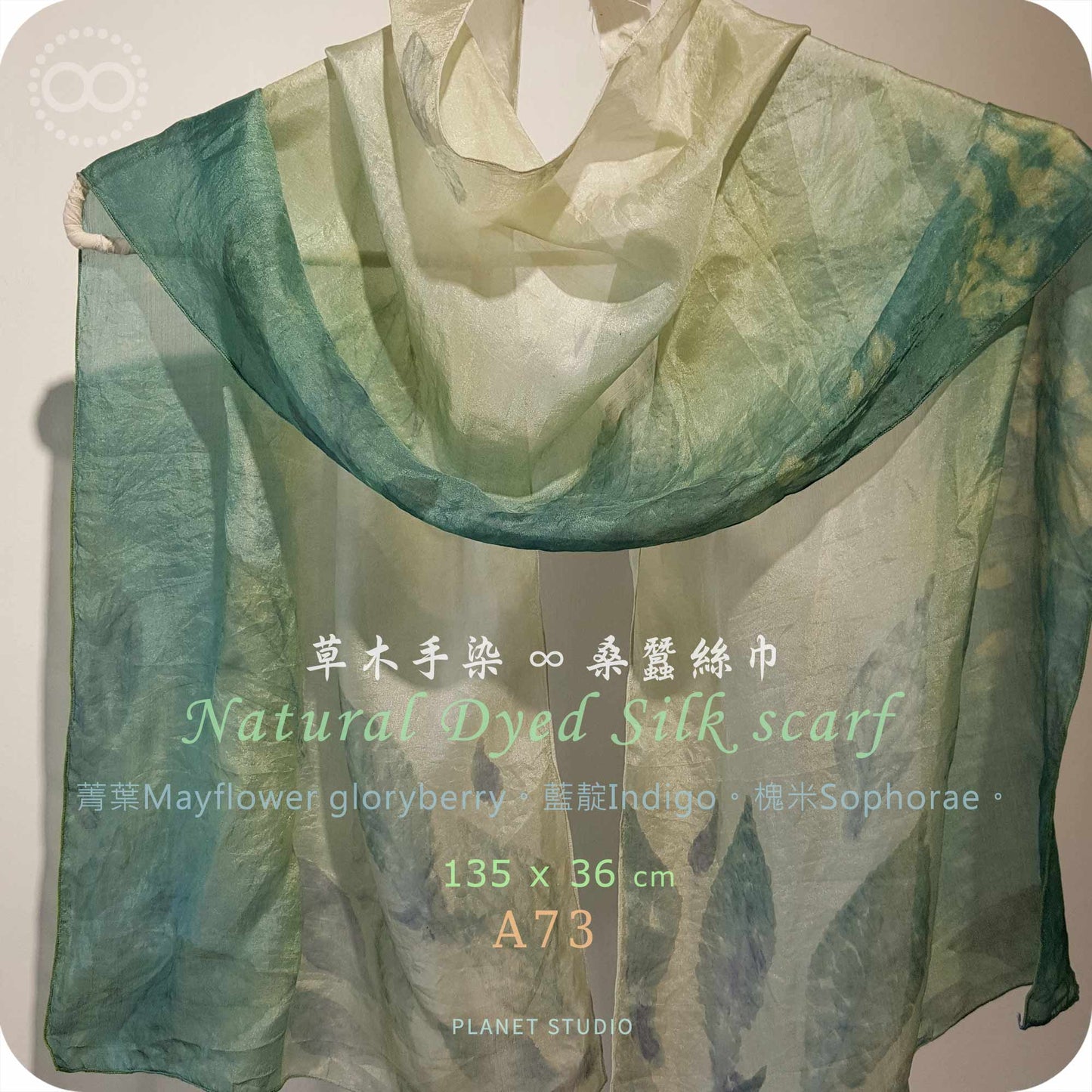 草木手染 ∞ 桑蠶絲長巾 Natural Dyed Silk Scarf  ● 36 x 135 cm  - A73