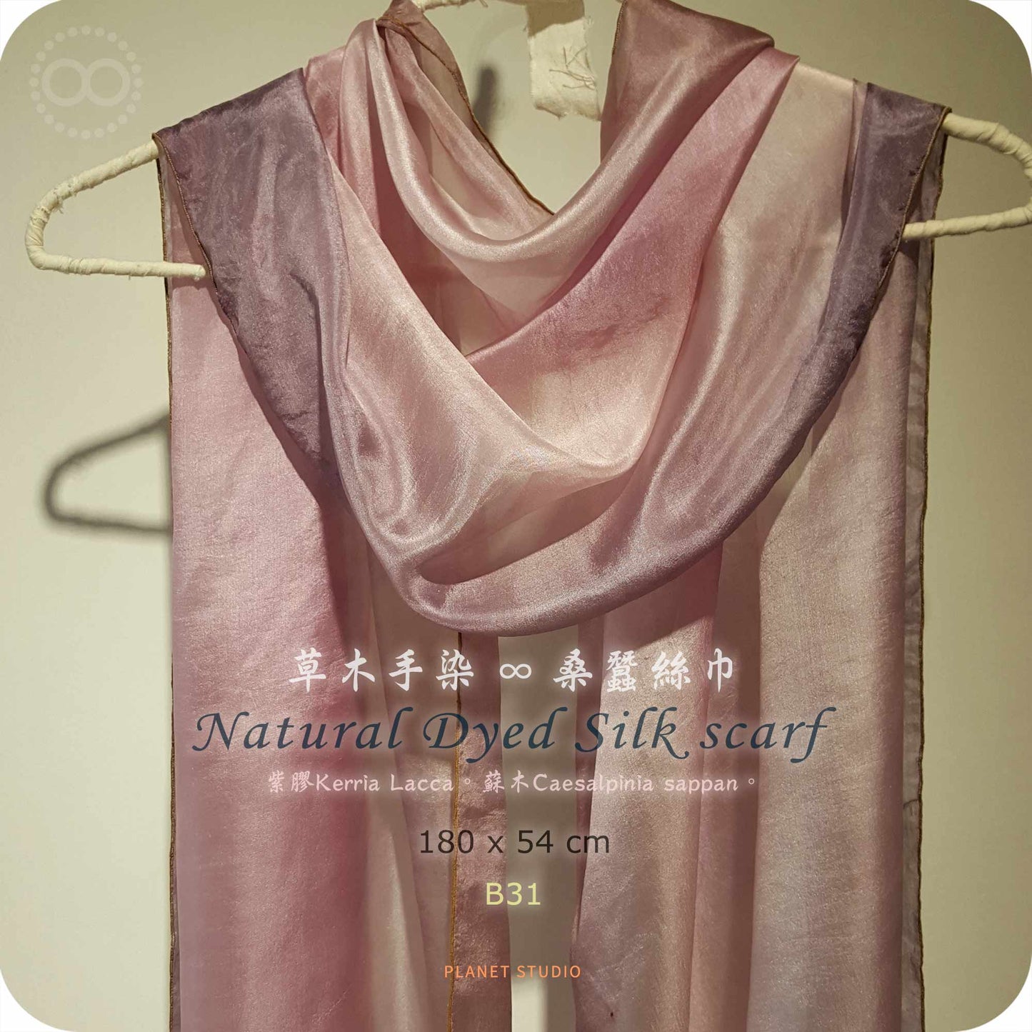 草木手染 ∞ 桑蠶絲長巾 Natural Dyed Silk Scarf  ● 54 x 180 cm  - B31