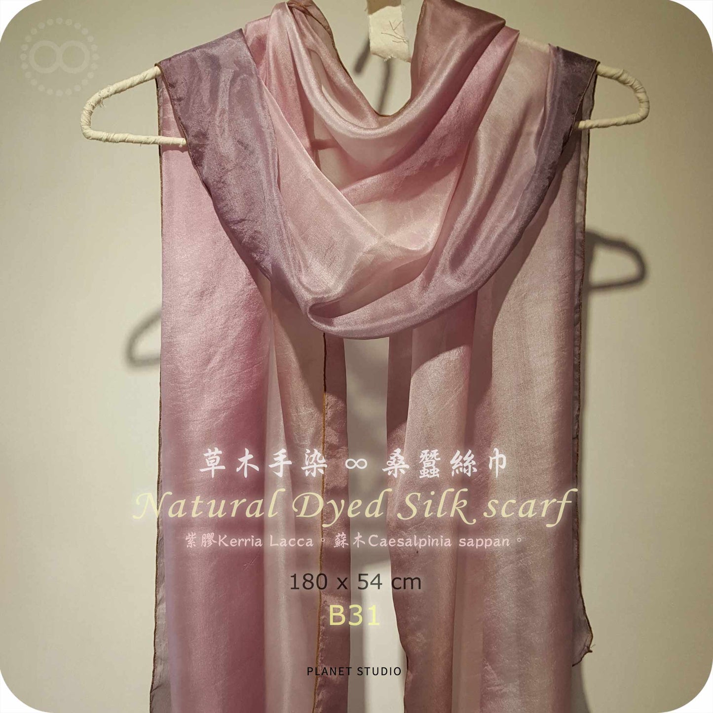 草木手染 ∞ 桑蠶絲長巾 Natural Dyed Silk Scarf  ● 54 x 180 cm  - B31