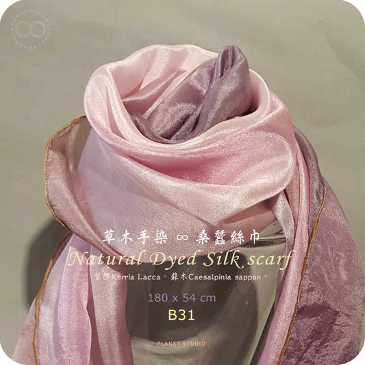 草木手染 ∞ 桑蠶絲長巾 Natural Dyed Silk Scarf  ● 54 x 180 cm  - B31