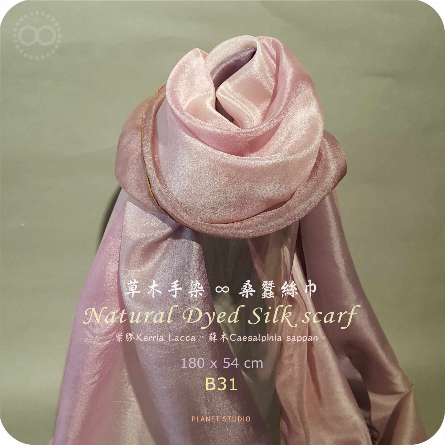草木手染 ∞ 桑蠶絲長巾 Natural Dyed Silk Scarf  ● 54 x 180 cm  - B31