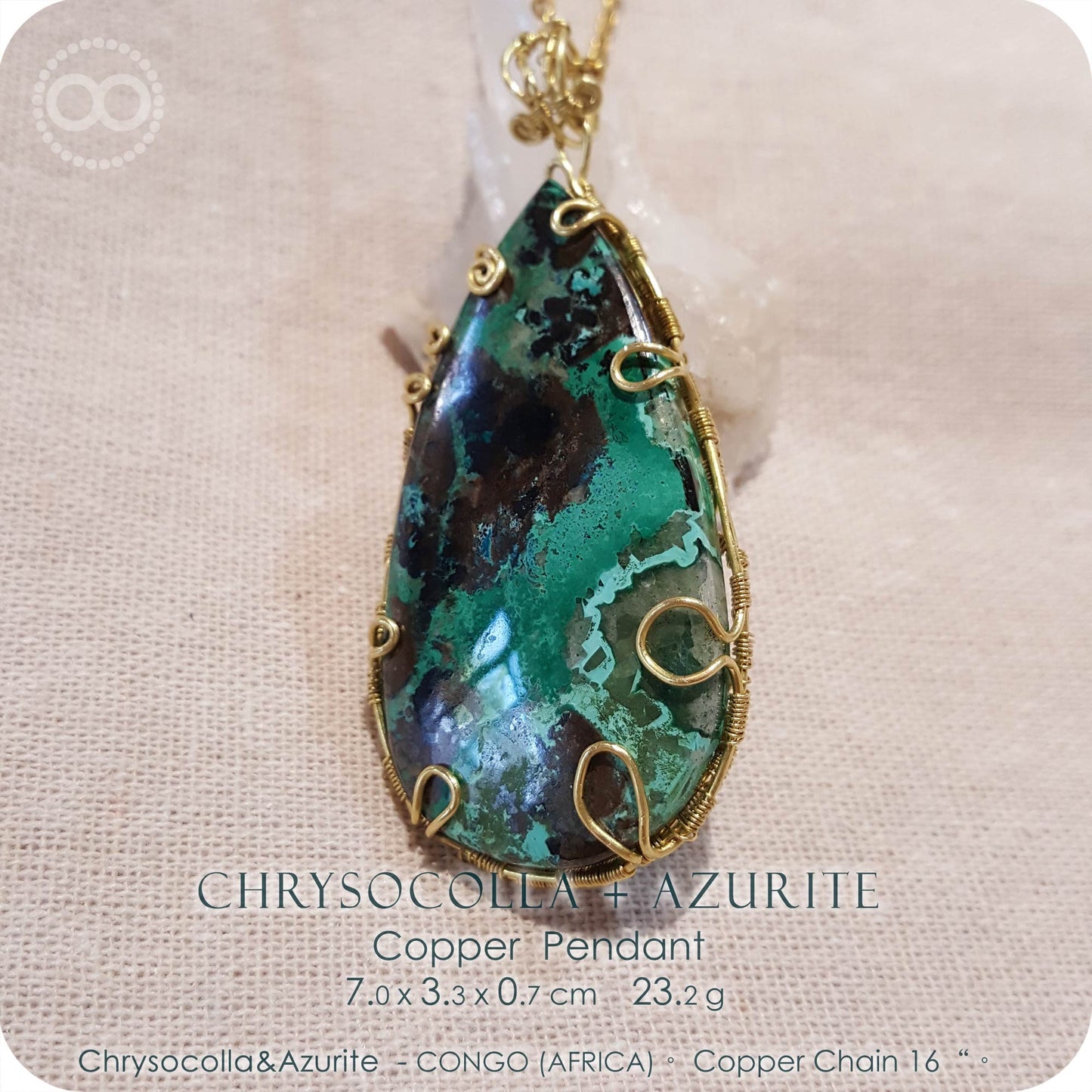 Chrysocolla + Azurite ✡ Copper Necklace - H196
