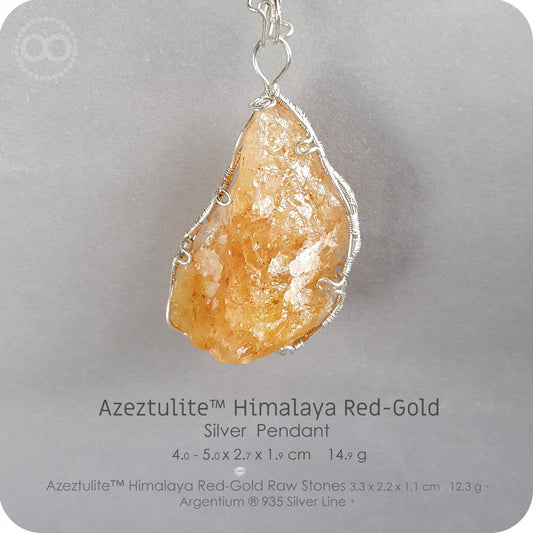 Azeztulite™ Himalaya Red-Gold 阿賽斯特萊石 Silver Necklace - H204