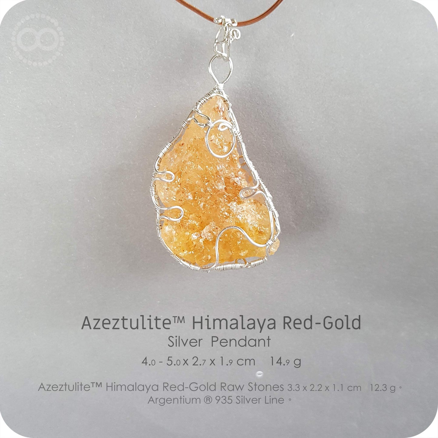 Azeztulite™ Himalaya Red-Gold 阿賽斯特萊石 Silver Necklace - H204