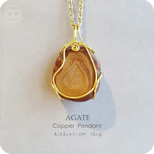【 For Xiǎo zhēn 】Agate 原皮風化瑪瑙 Copper Pendant - H207