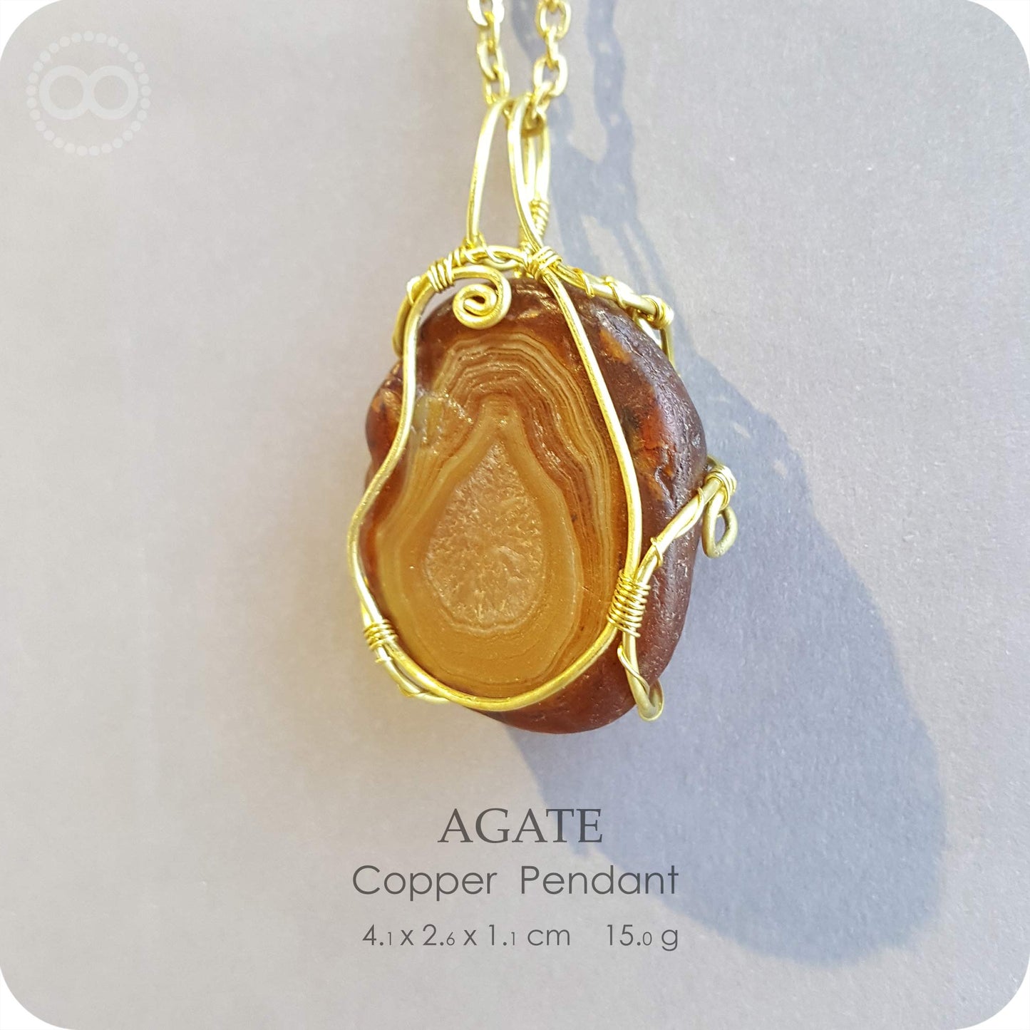 【 For Xiǎo zhēn 】Agate 原皮風化瑪瑙 Copper Pendant - H207