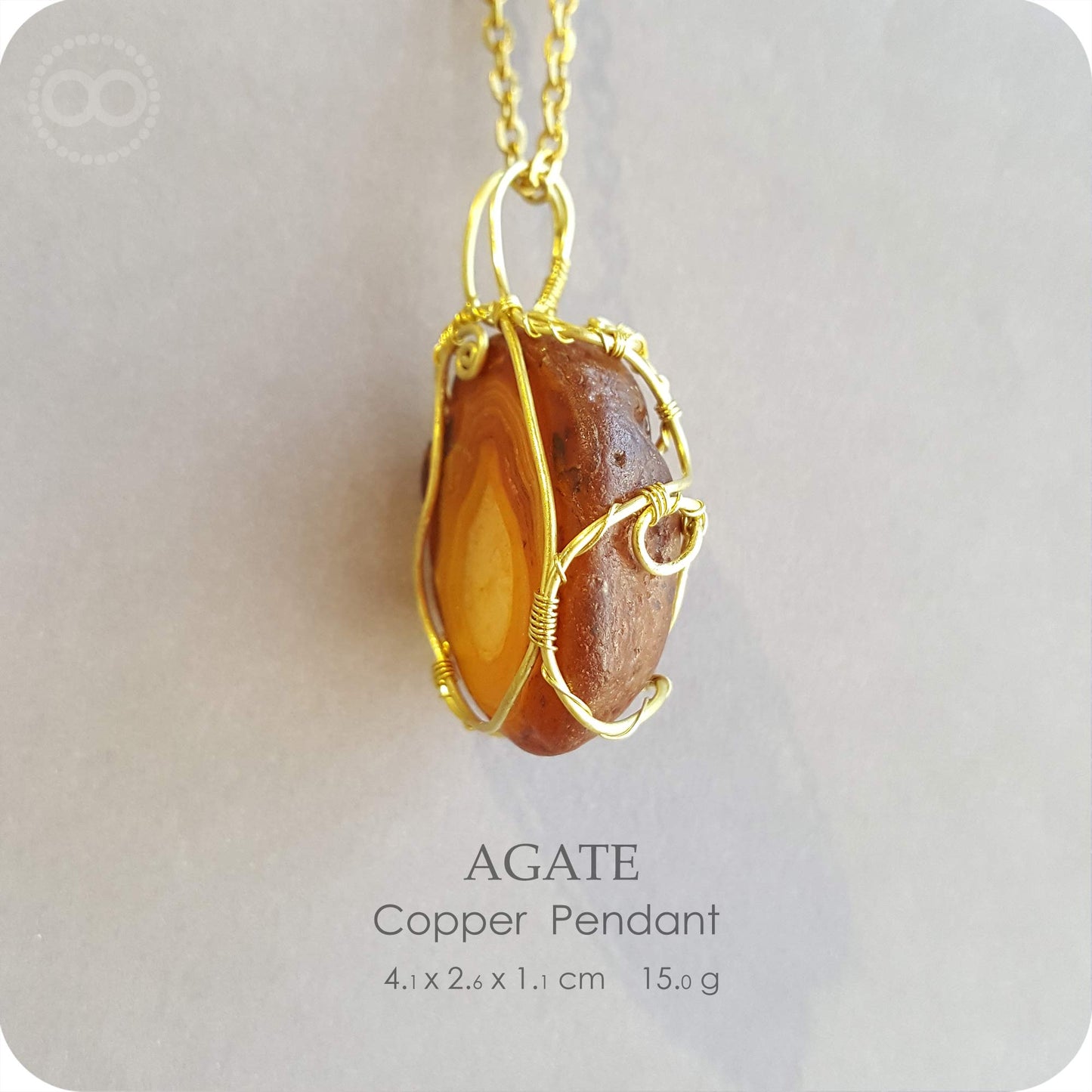 【 For Xiǎo zhēn 】Agate 原皮風化瑪瑙 Copper Pendant - H207