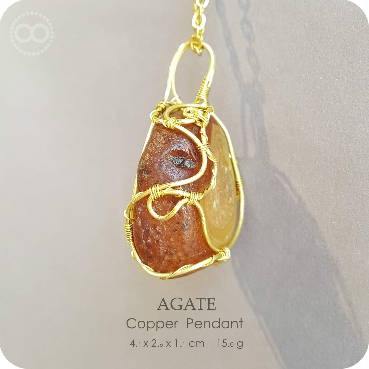 【 For Xiǎo zhēn 】Agate 原皮風化瑪瑙 Copper Pendant - H207