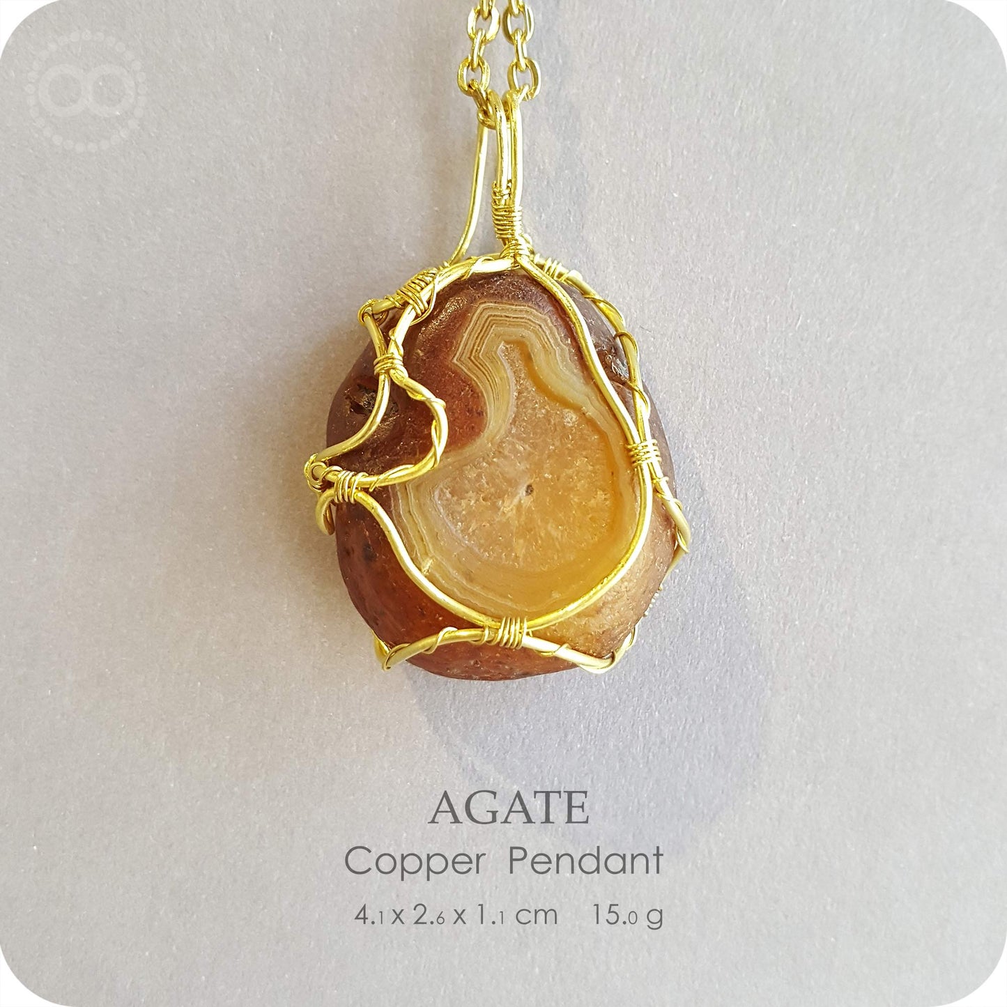 【 For Xiǎo zhēn 】Agate 原皮風化瑪瑙 Copper Pendant - H207